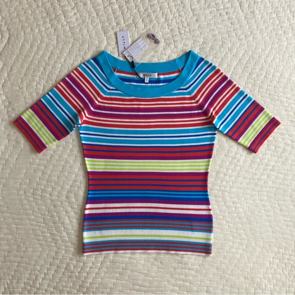 NWT Milly Boat Neck Knit Top